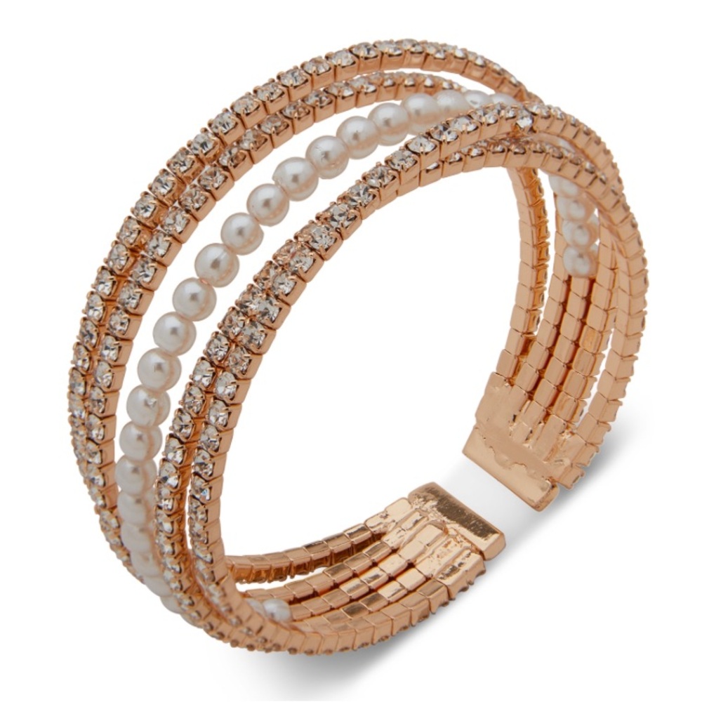 NWOT Anne Klein Women's Crisscross Stone Coil Bracelet, Created for Macys